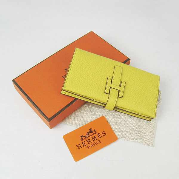 Hermes H015 Calf Leather Wallet Yellow Bag